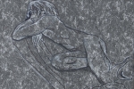 Trace-in-White-Chalk-on-Pattern-Board-Oil-Pastels-Cardboard