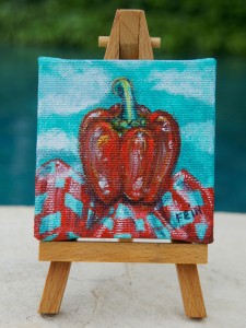 Red Pepper with Checkered Cloth