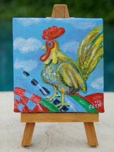 Rooster Crossing with Natural Easel